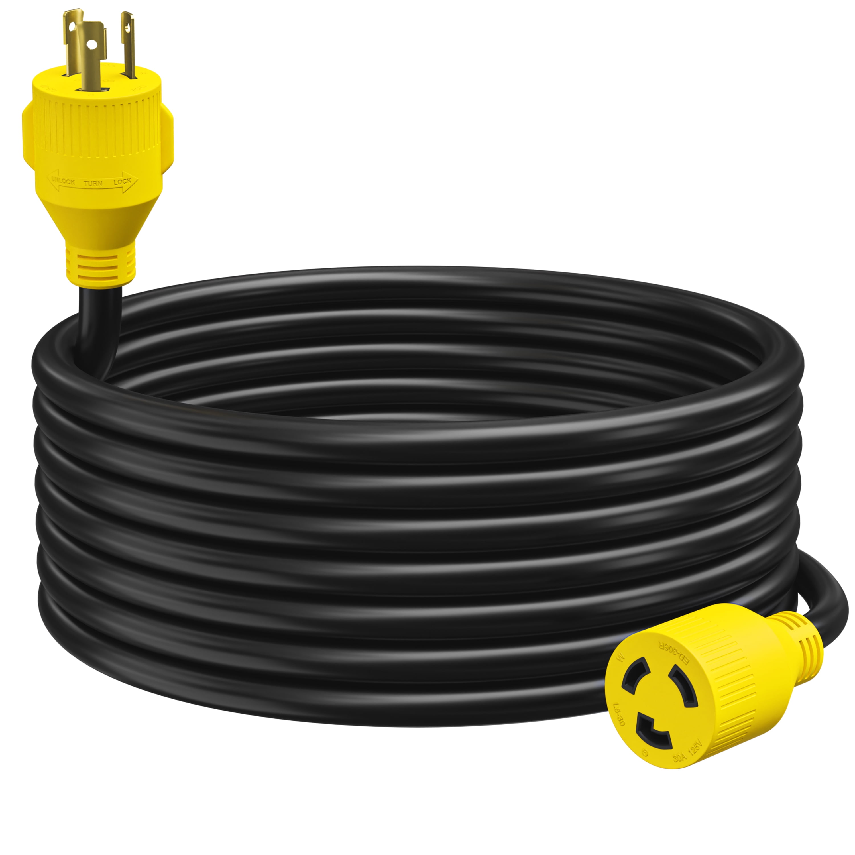 Leisure Cords 3-Prong 25 Feet 30 Amp Generator Cord, 10 Gauge Heavy Duty L5-30 Male Generator Power Cord Up to 3750W (25-Feet)