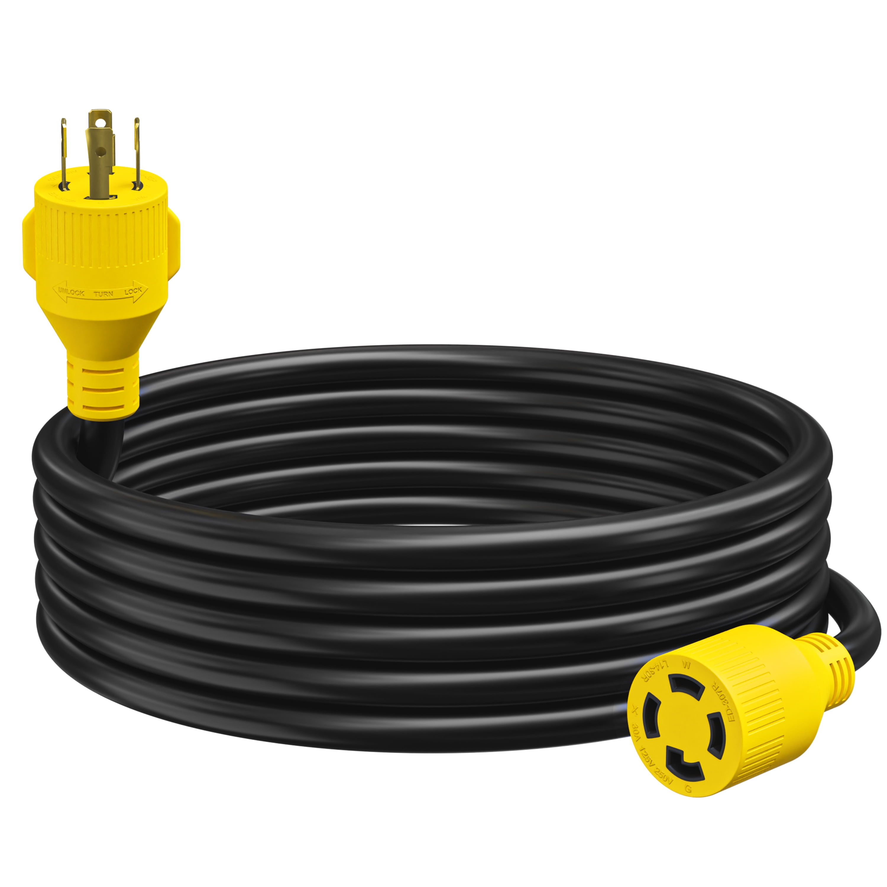 Leisure Cords 4-Prong 15ft 30Amp Electrical Generator Cord, 10 Gauge ...