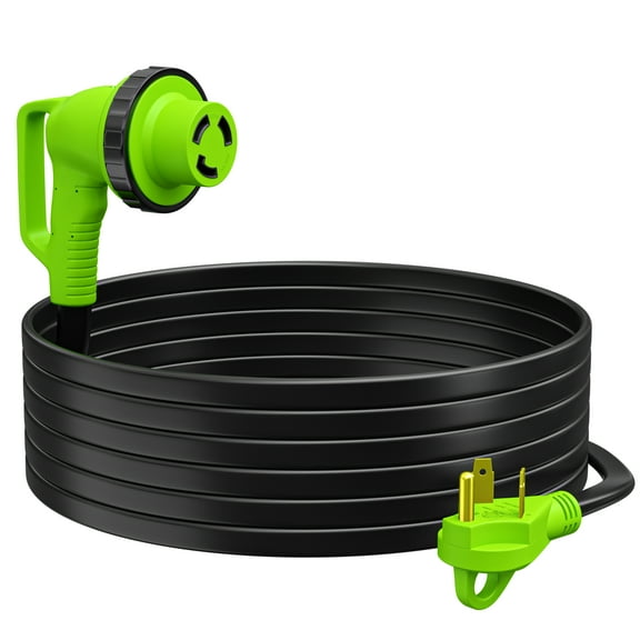 Leisure Cords 90 Degree 15FT Power Extension Cord with 30 AMP Male Standard / 30 AMP Female 90 Degree Locking Adapter (30 Amp - 15 Foot)