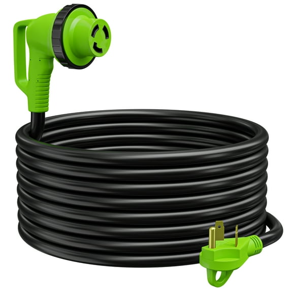 Leisure Cords 90 Degree 36' Power Extension Cord with 30 AMP Male Standard and 30 AMP Female 90 Degree Locking Adapter