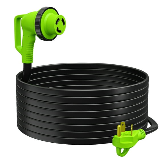 Leisure Cords 90 Degree 36FT Power Extension Cord with 30 AMP Male Standard / 30 AMP Female 90 Degree Locking Adapter (30 Amp - 36 Foot)