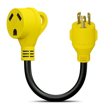 Leisure Cords RV Generator Adapter with 30 Amp 3 Prong Locking Male Plug to RV 30 Amp Female Standard Connector (3-Prong)