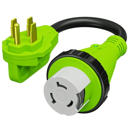 Leisure Cords Trailer Dogbone Adapter 50 amp Male to 50 amp Female Locking Connector with LED Power Indicator (50M-50F)