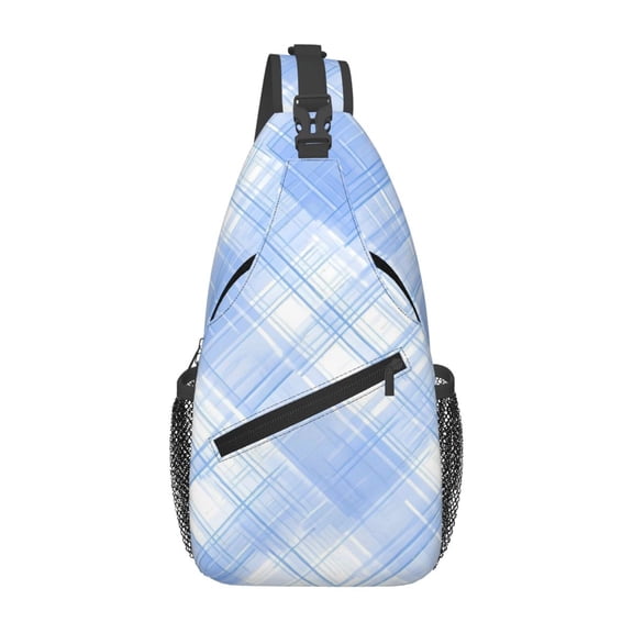 Leisure Cross Chest Bag 7.515.3in Breathable Adjustable Shoulder Pad Capacity For Short-Distance Travel Work Daily Travel Blueviolet Moroccan Buffalo Plaid Tartan Check Hand-Drawn Sketch_3