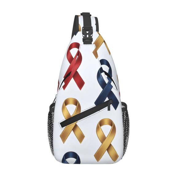 Leisure Cross Chest Bag 7.515.3in Breathable Adjustable Shoulder Pad Capacity For Short-Distance Travel Work Daily Travel Cancer Awareness Ribbon Pattern - Metallic Elegance (1)