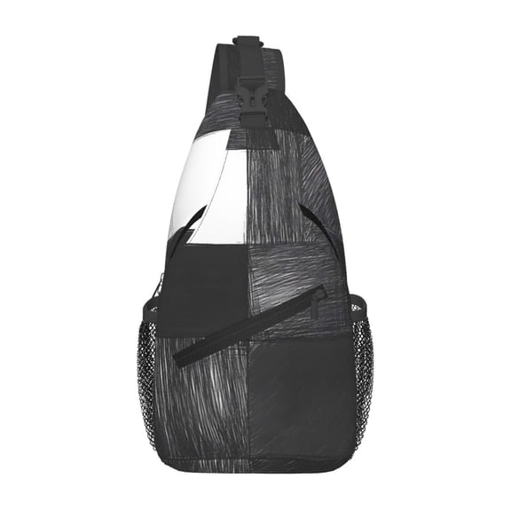 Leisure Cross Chest Bag 7.515.3in Breathable Adjustable Shoulder Pad Capacity For Short-Distance Travel Work Daily Travel Darkgray Checked Hand-Drawn Sketch_4