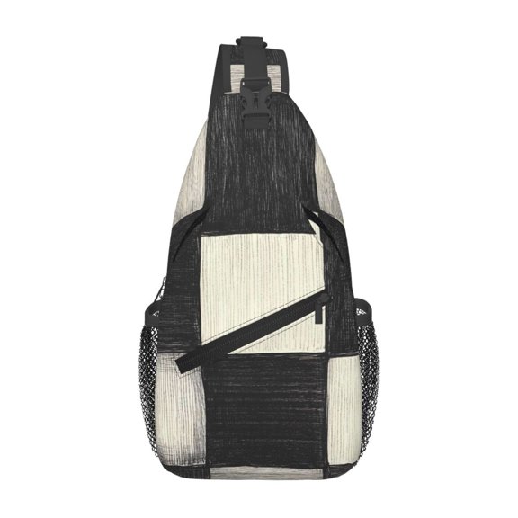 Leisure Cross Chest Bag 7.515.3in Breathable Adjustable Shoulder Pad Capacity For Short-Distance Travel Work Daily Travel Darkgray Checked Hand-Drawn Sketch_3