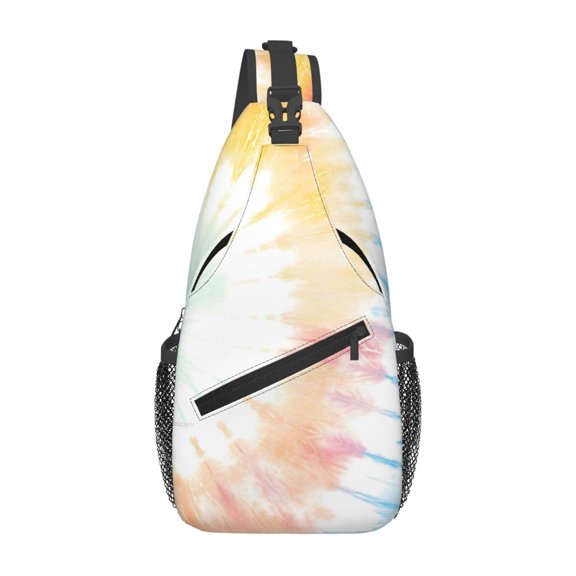 Leisure Cross Chest Bag 7.515.3in Breathable Adjustable Shoulder Pad Capacity For Short-Distance Travel Work Daily Travel Lightgrey Tie-Dye Background Vibrant Colors And Swirling (3)