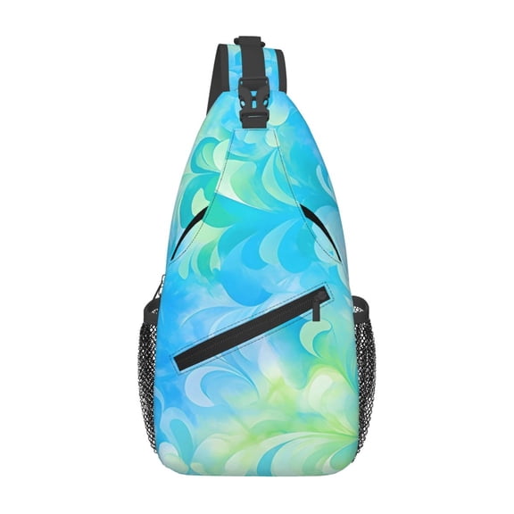 Leisure Cross Chest Bag 7.515.3in Breathable Adjustable Shoulder Pad Capacity For Short-Distance Travel Work Daily Travel Lightseagreen Tie-Dye Background Vibrant Colors And Swirling (3)