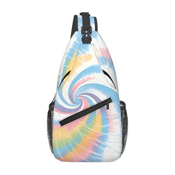 Leisure Cross Chest Bag 7.515.3in Breathable Adjustable Shoulder Pad Capacity For Short-Distance Travel Work Daily Travel Lightslategray Tie-Dye Background Vibrant Colors And Swirling (3)