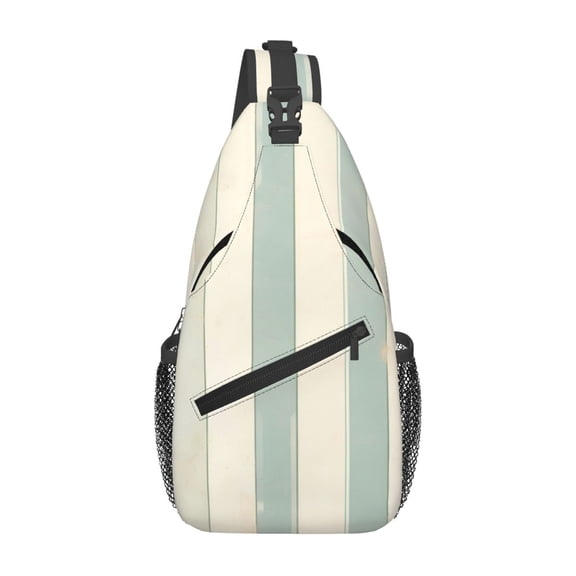 Leisure Cross Chest Bag 7.515.3in Breathable Adjustable Shoulder Pad Capacity For Short-Distance Travel Work Daily Travel Palegreen Stripe Hand-Drawn Sketch_4