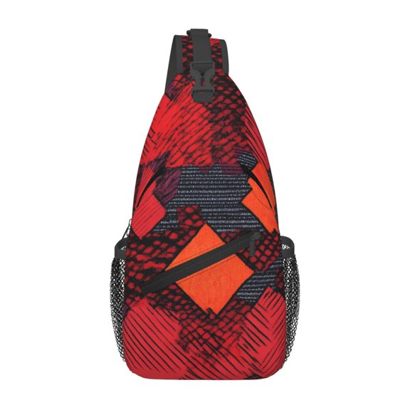 Leisure Cross Chest Bag 7.515.3in Breathable Adjustable Shoulder Pad Capacity For Short-Distance Travel Work Daily Travel Red Colorful Houndstooth Hand-Drawn Sketch_2