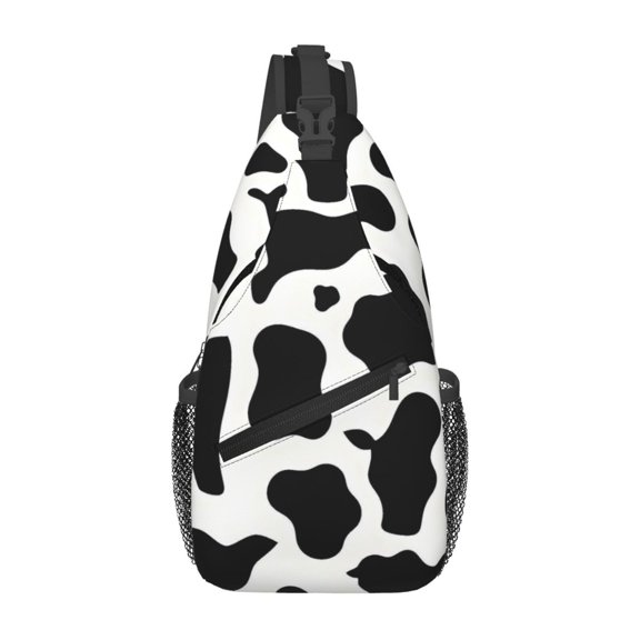 Leisure Cross Chest Bag 7.515.3in Breathable Adjustable Shoulder Pad Capacity For Short-Distance Travel Work Daily Travel Simple Cow Print Pattern, Vector Art Style_4