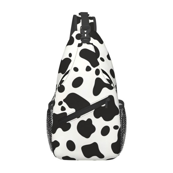 Leisure Cross Chest Bag 7.515.3in Breathable Adjustable Shoulder Pad Capacity For Short-Distance Travel Work Daily Travel Simple Cow Print Pattern, Vector Art Style_3