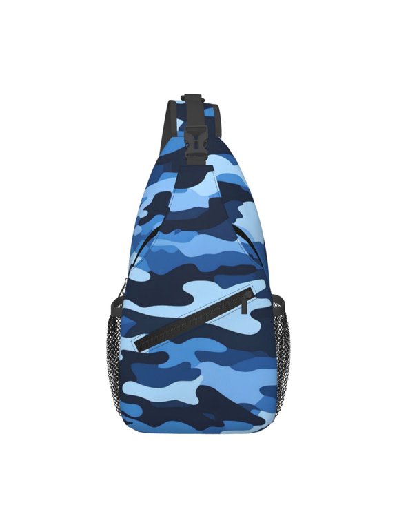 Leisure Cross Chest Bag 7.515.3in Breathable Adjustable Shoulder Pad Capacity For Short-Distance Travel Work Daily Travel Vector Camouflage Pattern Blue_1