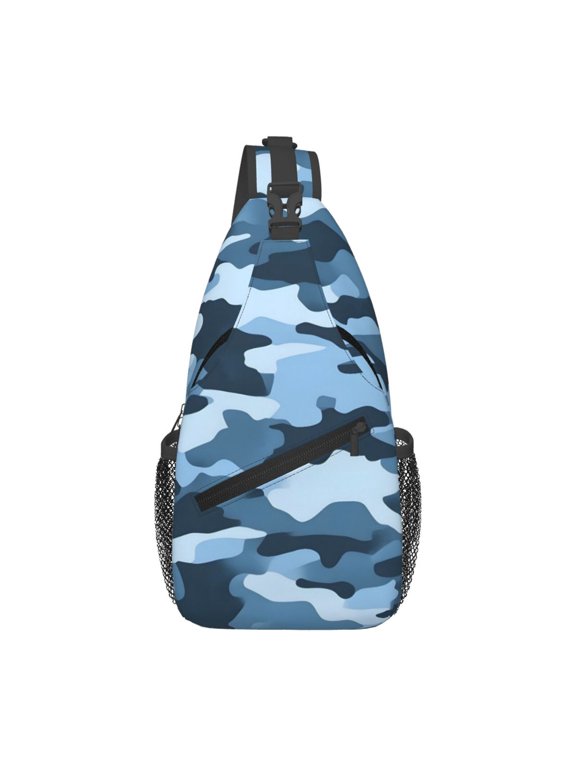 Leisure Cross Chest Bag 7.515.3in Breathable Adjustable Shoulder Pad Capacity For Short-Distance Travel Work Daily Travel Vector Camouflage Pattern Blue_3