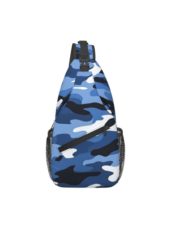 Leisure Cross Chest Bag 7.515.3in Breathable Adjustable Shoulder Pad Capacity For Short-Distance Travel Work Daily Travel Vector Camouflage Pattern Blue_2
