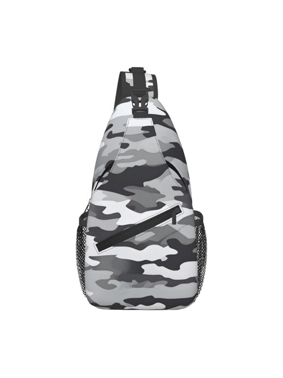 Leisure Cross Chest Bag 7.515.3in Breathable Adjustable Shoulder Pad Capacity For Short-Distance Travel Work Daily Travel Vector Camouflage Pattern Gray_1