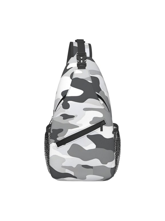 Leisure Cross Chest Bag 7.515.3in Breathable Adjustable Shoulder Pad Capacity For Short-Distance Travel Work Daily Travel Vector Camouflage Pattern Gray_2