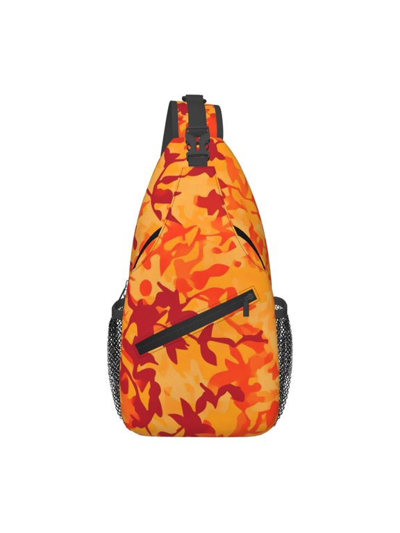 Leisure Cross Chest Bag 7.515.3in Breathable Adjustable Shoulder Pad Capacity For Short-Distance Travel Work Daily Travel Vector Camouflage Pattern Orange Red_3