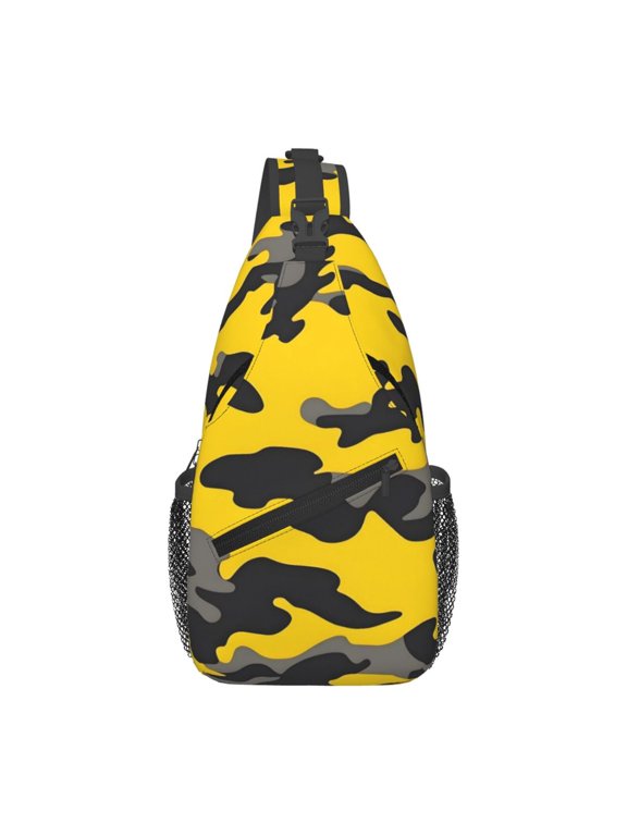 Leisure Cross Chest Bag 7.515.3in Breathable Adjustable Shoulder Pad Capacity For Short-Distance Travel Work Daily Travel Vector Camouflage Pattern Yellow_1