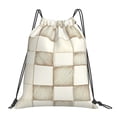 thumbnail image 1 of Leisure Draw String Mouth Backpack 16 X 14 Woven Band Durable Not Easy To Fall Off In Travel Portable Draw String Design Beige Checked Hand-Drawn Sketch_4, 1 of 8