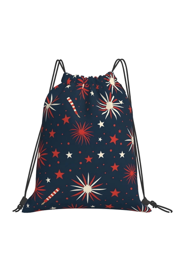 Leisure Draw String Mouth Backpack 16 X 14 Woven Band Durable Not Easy To Fall Off In Travel Portable Draw String Design Independence Day Theme Star (11)