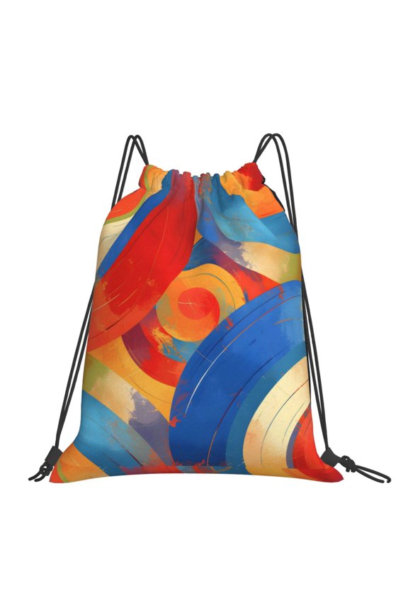 Leisure Draw String Mouth Backpack 16 X 14 Woven Band Durable Not Easy To Fall Off In Travel Portable Draw String Design Indianred Tie-Dye Background Vibrant Colors And Swirling Patterns