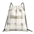 thumbnail image 1 of Leisure Draw String Mouth Backpack 16 X 14 Woven Band Durable Not Easy To Fall Off In Travel Portable Draw String Design Ivory Checked Hand-Drawn Sketch_2, 1 of 8
