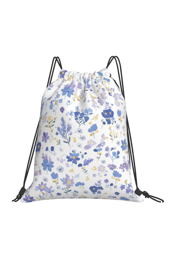 Leisure Draw String Mouth Backpack 16 X 14 Woven Band Durable Not Easy To Fall Off In Travel Portable Draw String Design Milk Cow Print Style Lavender_4