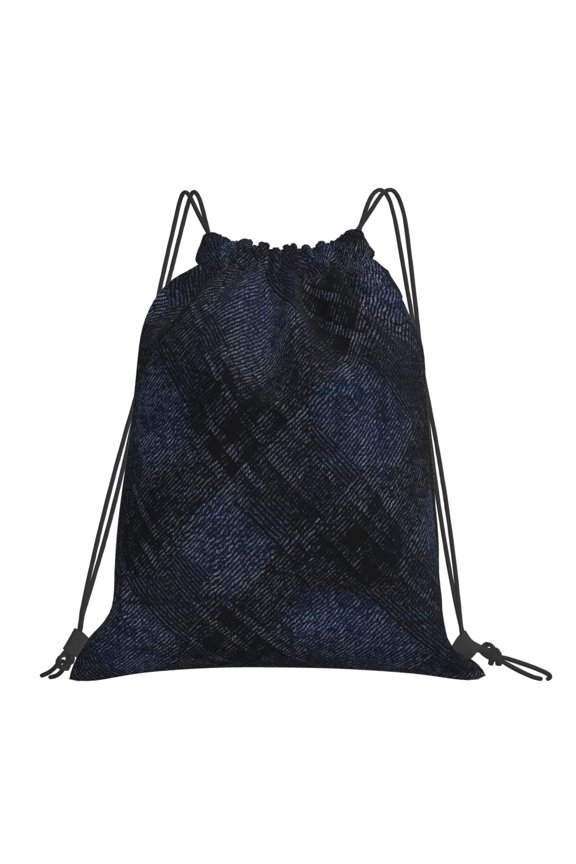 Leisure Draw String Mouth Backpack 16 X 14 Woven Band Durable Not Easy To Fall Off In Travel Portable Draw String Design Argyle Plaid Darkslateblue_3