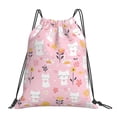 thumbnail image 1 of Leisure Draw String Mouth Backpack 16 X 14 Woven Band Durable Not Easy To Fall Off In Travel Portable Draw String Design Cartoon Cat And Flowers, 1 of 8