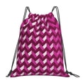 thumbnail image 1 of Leisure Draw String Mouth Backpack 16 X 14 Woven Band Durable Not Easy To Fall Off In Travel Portable Draw String Design Magenta Houndstooth_2, 1 of 8