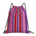 thumbnail image 1 of Leisure Draw String Mouth Backpack 16 X 14 Woven Band Durable Not Easy To Fall Off In Travel Portable Draw String Design Mediumvioletred Stripe_1, 1 of 8