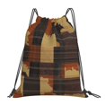 thumbnail image 1 of Leisure Draw String Mouth Backpack 16 X 14 Woven Band Durable Not Easy To Fall Off In Travel Portable Draw String Design Plaid Fall Camo Brown_1, 1 of 8