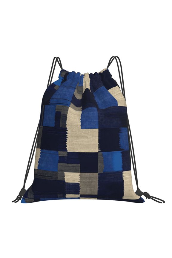 Leisure Draw String Mouth Backpack 16 X 14 Woven Band Durable Not Easy To Fall Off In Travel Portable Draw String Design Plaid Fall Camo Royalblue_3