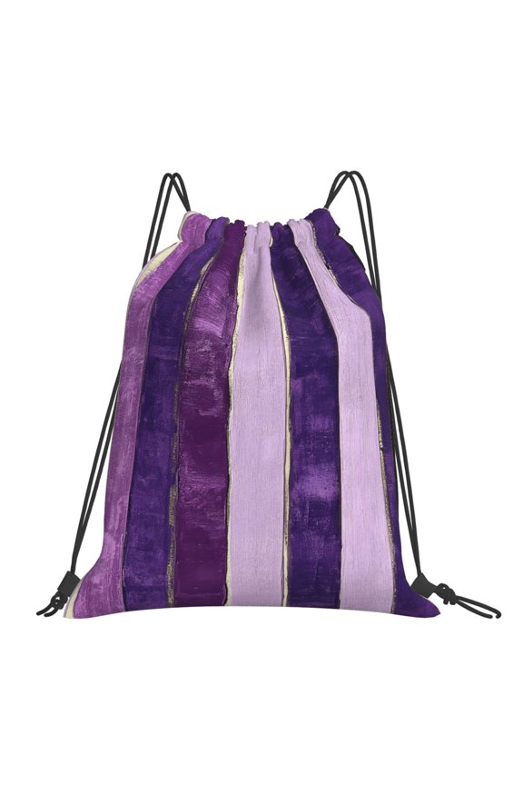 Leisure Draw String Mouth Backpack 16 X 14 Woven Band Durable Not Easy To Fall Off In Travel Portable Draw String Design Violet Violet Stripe_2