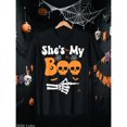 thumbnail image 1 of Leisure - Halloween Graphic Tee, Tops Has "She's My Boo" Text, Round Neck Regular Fit T - shirts, Size(S - 5XL), 1 of 7