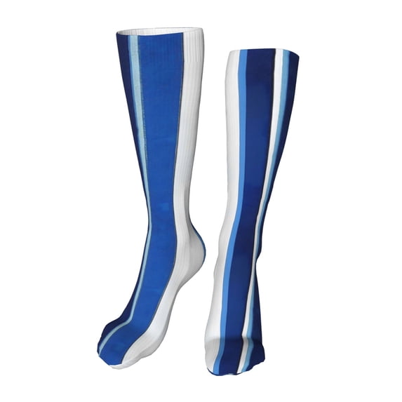 Leisure Hosiery 20in Lightweight Wear-Resistant Sweat-Wicking No Heel For Home Office Daily Use Deepskyblue Stripe_2