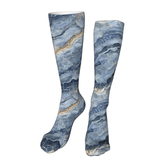 Leisure Hosiery 20in Lightweight Wear-Resistant Sweat-Wicking No Heel For Home Office Daily Use Steelblue Marble_4