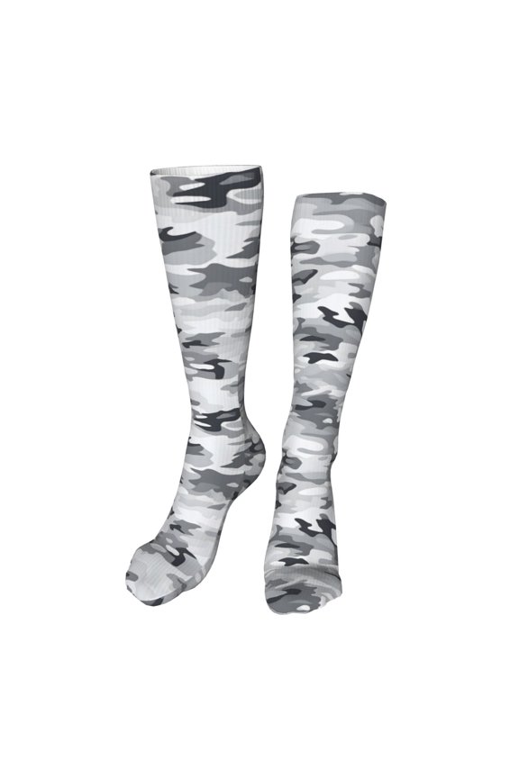 Leisure Hosiery 20in Lightweight Wear-Resistant Sweat-Wicking No Heel For Home Office Daily Use Vector Camouflage Pattern Gray_3