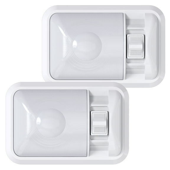 Leisure LED 2 PACK RV Frosted Single Dome LED Ceiling Light Fixture with ON/OFF Switch for Car/RV/Trailer/Camper/Boat DC 12V Natural White 4000-4500K