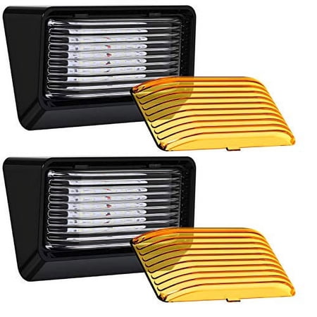 Leisure LED 2 Pack RV Exterior Porch Utility Light 12v 280 Lumen Lighting Fixture. Replacement Lighting for RVs, Trailers, Campers, 5th Wheels Black Base, Clear and Amber Lens (Black, 2-Pack)