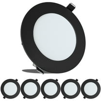 Leisure LED 5 Pack RV Boat Recessed Ceiling Light 720 Lumen Super Slim LED Panel Light DC 12V 4.75" 9W Full Aluminum Downlights Black (Cool White)