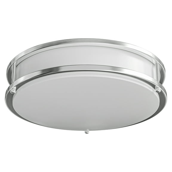 Leisure LED Brushed Nickel Ceiling Light 14 inch Flush Mount Adjustable Light Color (3000K/4000K/6500K) Surface Mount Ceiling Lamp for RV, Trailer, Camper, Boat DC 12V 28W