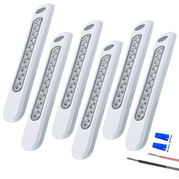 Leisure LED Cabinet Lights 10-LED 12V Closet Lights with ON/Off Switch for RV Van Camper Closet/Cabinet /Kitchen 6 PACK