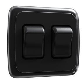 Leisure LED Contemporary Double SPST On-Off Switch with Bezel, 12-Volt, for RV, Trailer, Camper (Black)