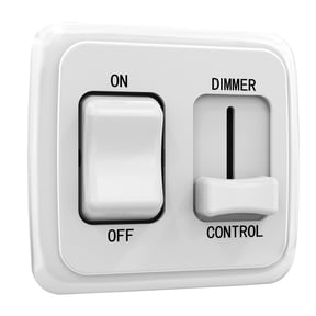 Leisure LED Contemporary On-Off Toggle with Large High Side Dimmer Switch, 12-Volt, for RV, Trailer, Camper (White)