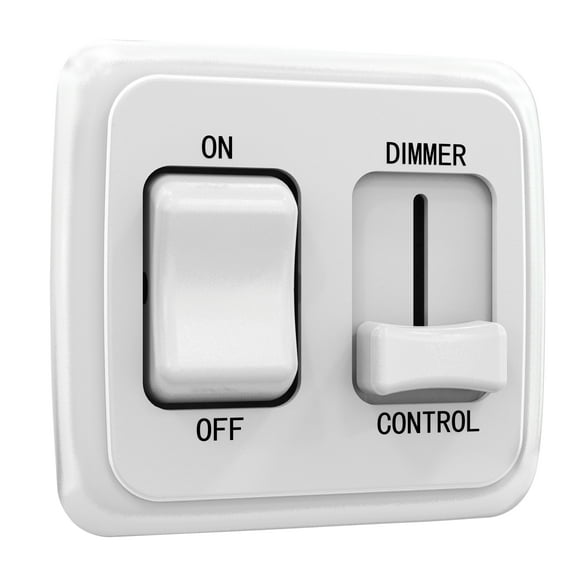 Leisure LED Contemporary On-Off Toggle with Large High Side Dimmer Switch, 12-Volt, for RV, Trailer, Camper (White)