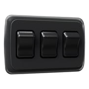 Leisure LED Contemporary Triple SPST On-Off Switch with Bezel, 12-Volt, for RV, Trailer, Camper Black